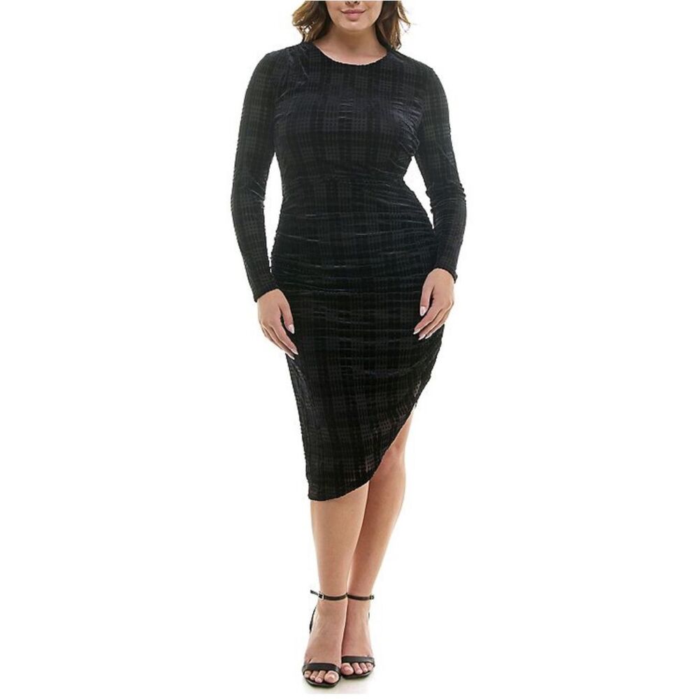 Nicole Miller‎ Plaid Burn-Out Velvet Midi Dress-Size 12